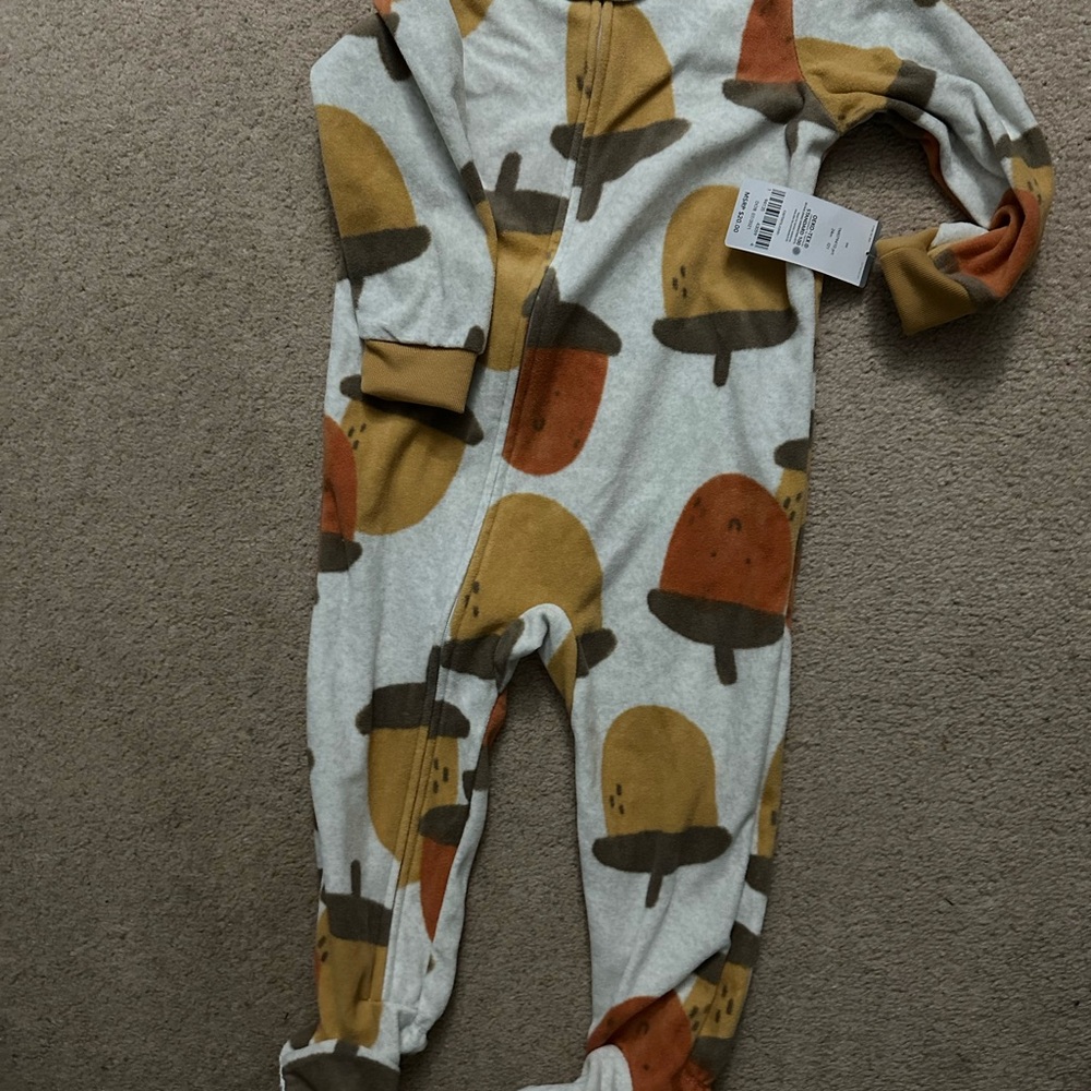 Carters fleece acorn Print fleece zipper  One Piece 24 months NWT